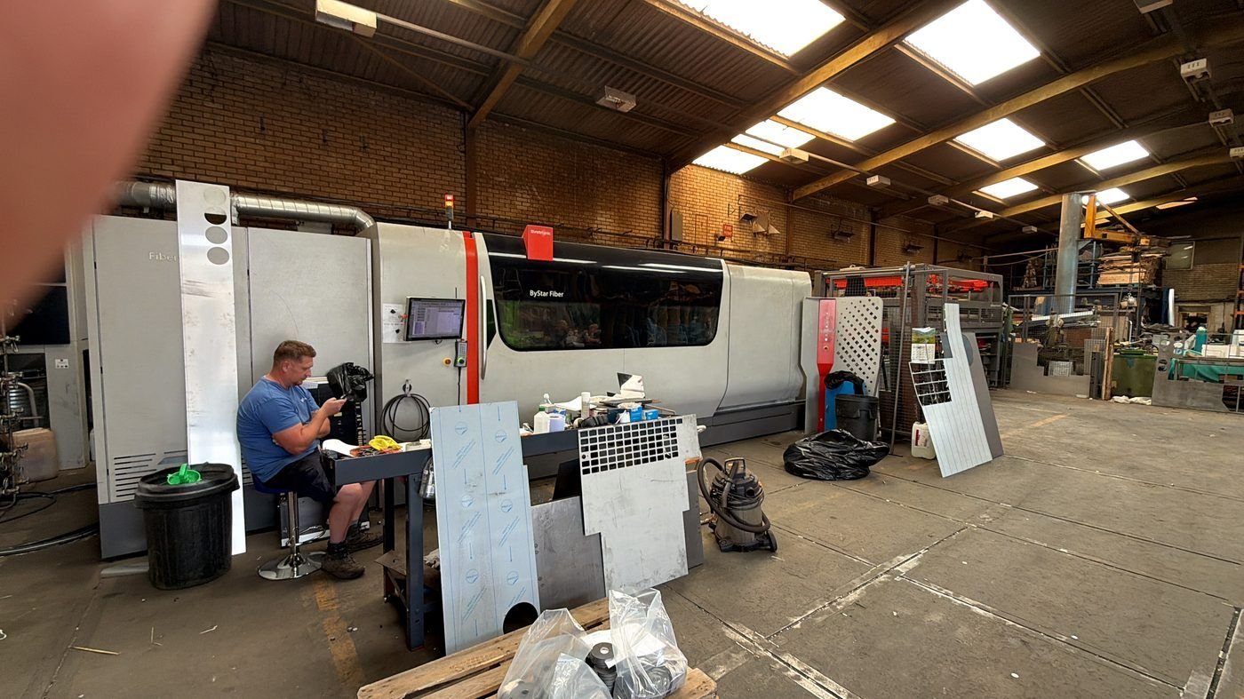 Bar top fabrication in progress, timber and stainless steel cladding