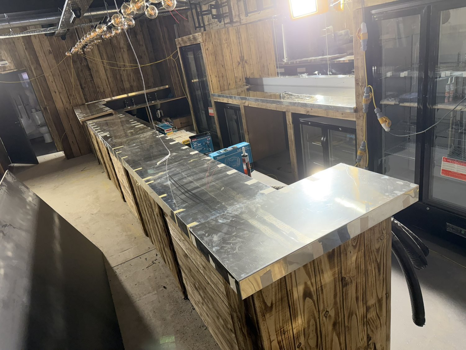 Bespoke pewter bar top, Exeter bowling alley project (photo 20 of 23)