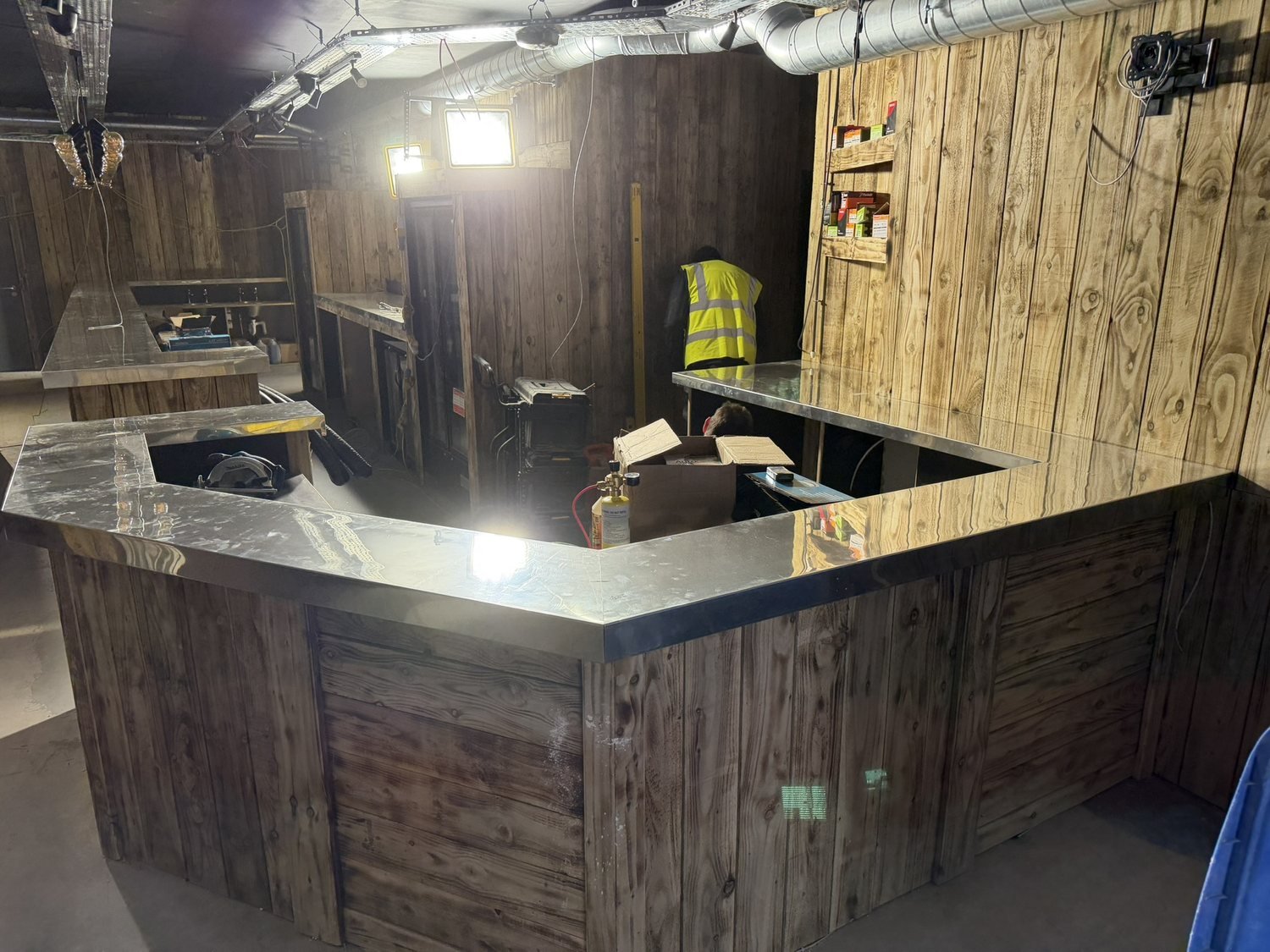 Bespoke pewter bar top, Exeter bowling alley project (photo 21 of 23)