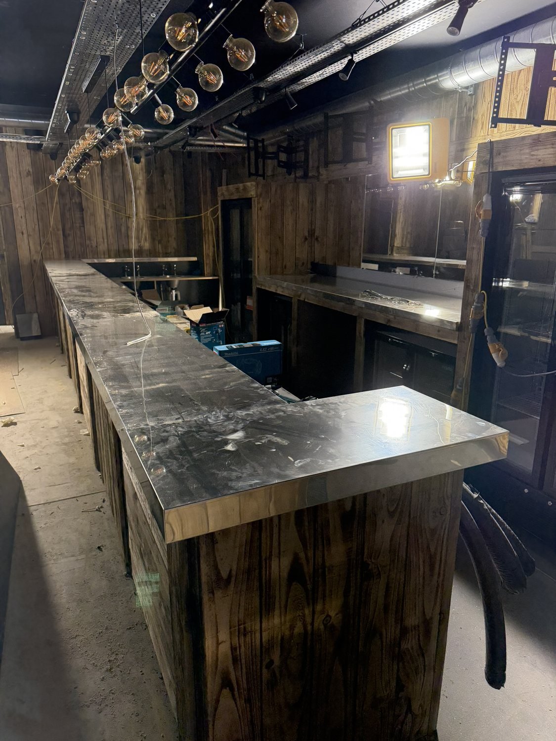 Bespoke pewter bar top, Exeter bowling alley project (photo 3 of 23)
