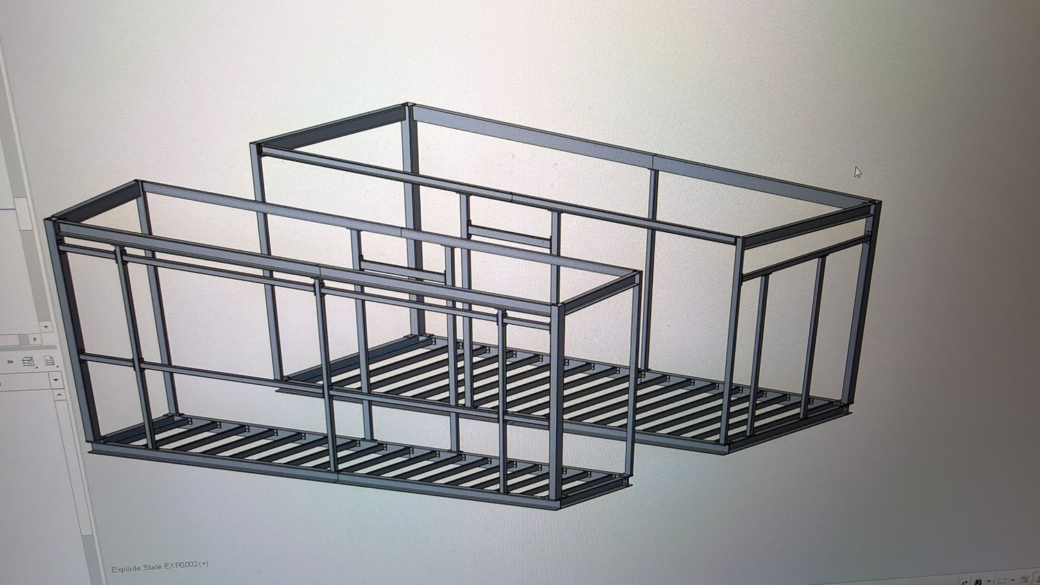 Modular steel frame components on the shop floor (photo 6 of 8)